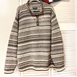 Lands End Quarter-button 100% wool Pullover fleece